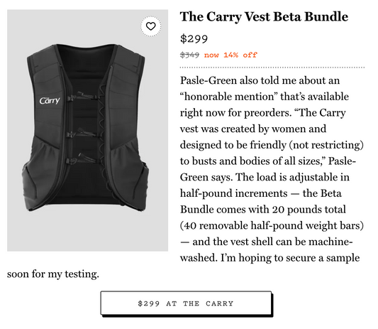 the carry weighted vest mention in the strategist—best weighted vests