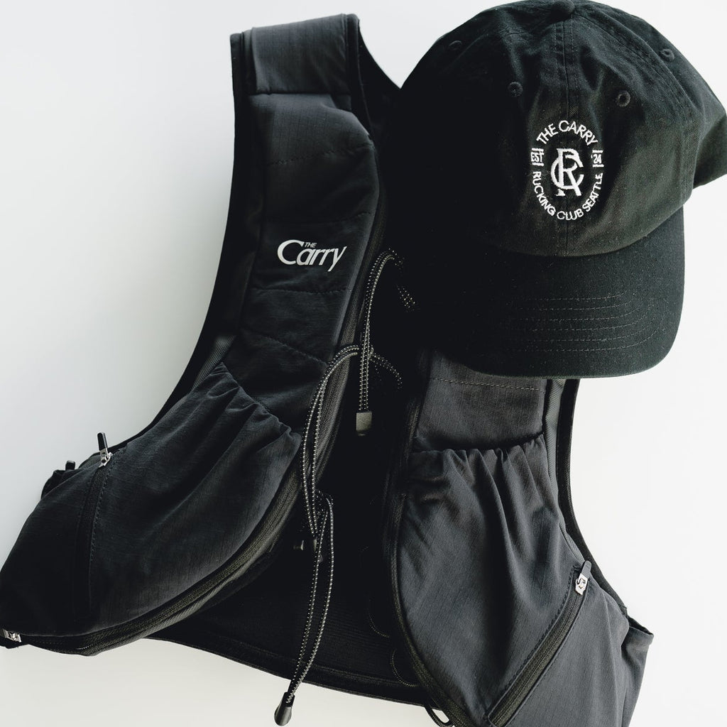 The Carry Rucking Club Seattle Lifestyle Hat in Black + The Carry weighted vest