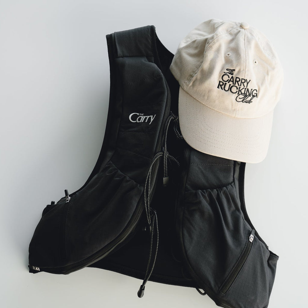 The Carry Rucking Club Lifestyle Hat in Beige + The Carry weighted vest