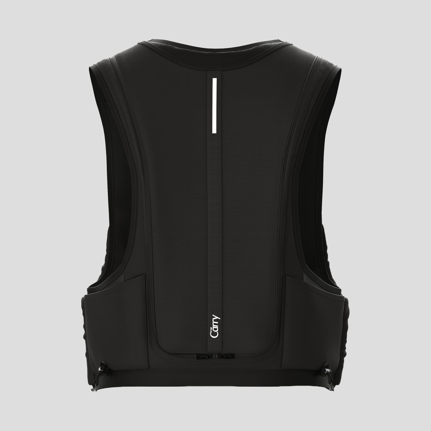 The Carry Vest shell in black render back view