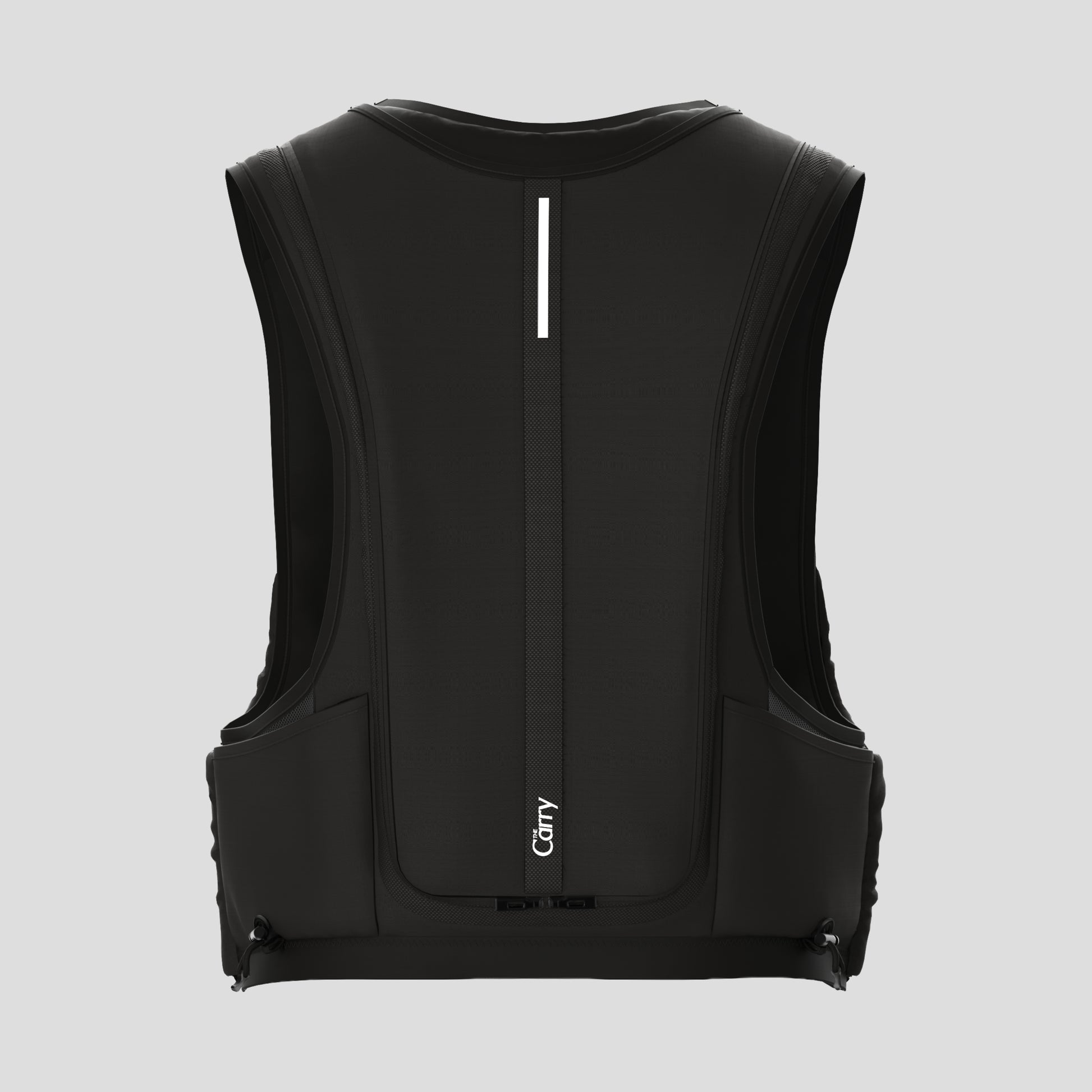 The Carry Vest shell in black render back view